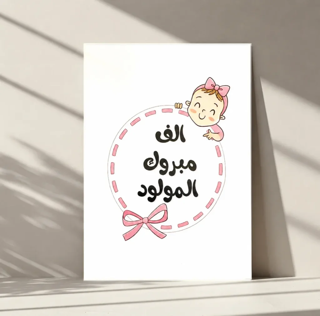 كارت اهداء لطفلة مولودة